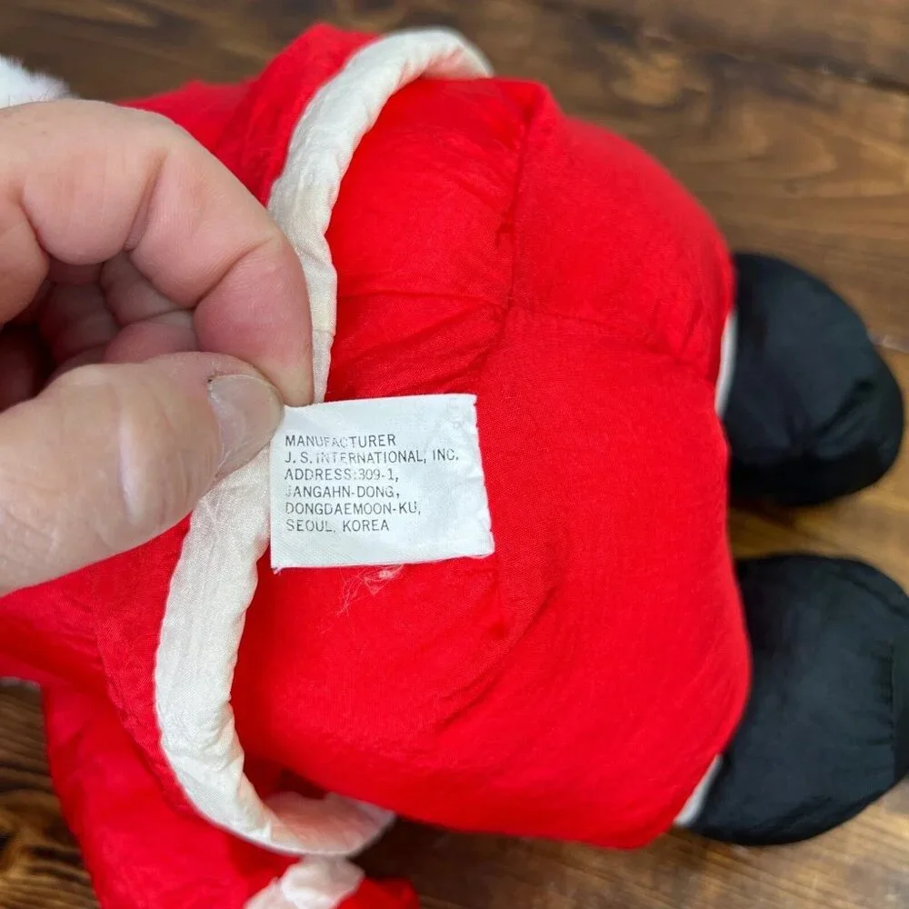 Vintage Santa Claus Red Nylon Plush Stuffed Toy Christmas J.S. International
